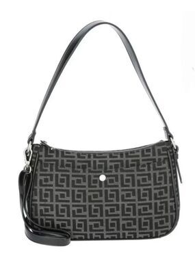 Nicole Fiorelli Black Geo Jacquard Crossbody Shoulder Bag Hobo Canvas Purse NWT